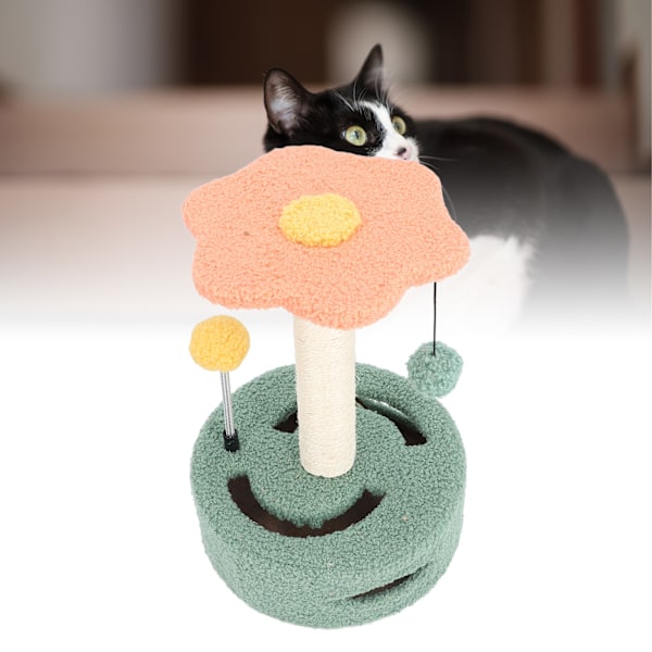 Kattklösstolpe Kattklösträd med Plyschboll Interaktiv Klätterställning Hoppplattform för Kattungar Katter Rosa