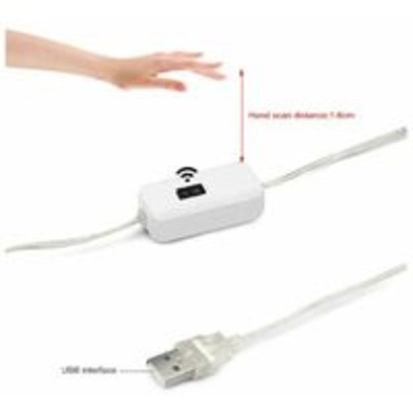 Lechuang 1m LED-remsa med rörelsesensor. 6500k vitt ljus, Ip65 vattentät, USB-laddningsbart batteri. Självhäftande LED-remsa för Bres, vardagsrum