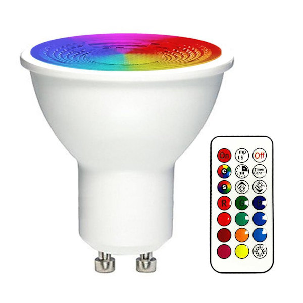 RGBW GU10 LED-färgförändrande strålkastare 2 belysningslägen 3W RGB LED-lampa med fjärrkontroll minnestimerfunktion för bar scenfest