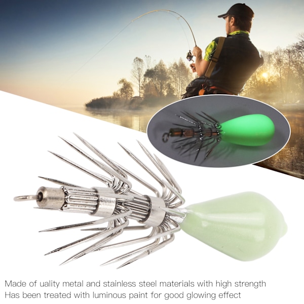Luminous Octopus Jig Hooks - Glow in the Dark Fiske Krokar - Fiske Bete Tackle för Saltvatten 11g