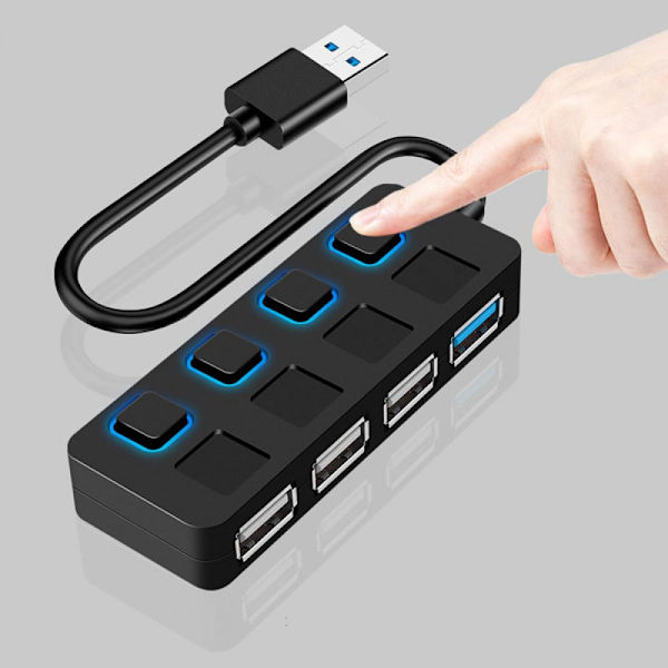 1 st tryckknappsoberoende omkopplare med en tryckning och fyra portar USB3.0-distributör -USB3.0+2.0