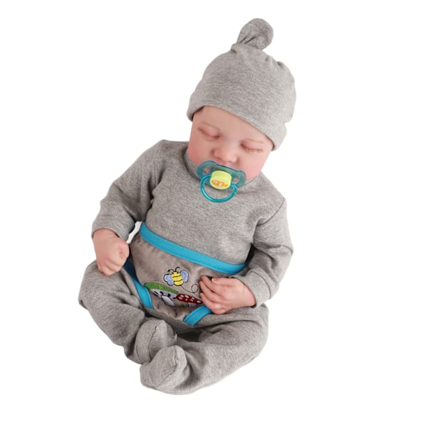 19 Tum Återfödda Babydockor Simulation Babydocka Nyfödd Sovande Baby Mjuk Silikon Verklighetstrogna Babydockor