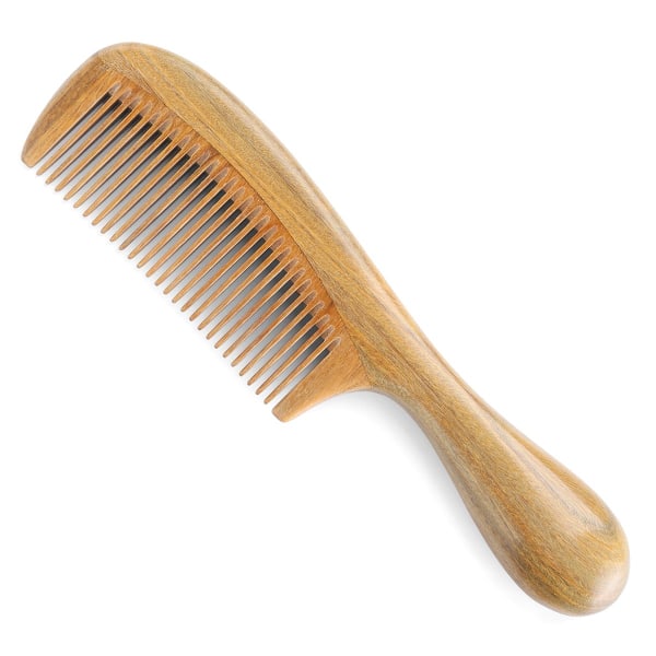 Handgjorda 100 % naturliga gröna sandelträhårkammar - Antistatisk sandelträdoft Naturlig hårborttagningsmedel träkam