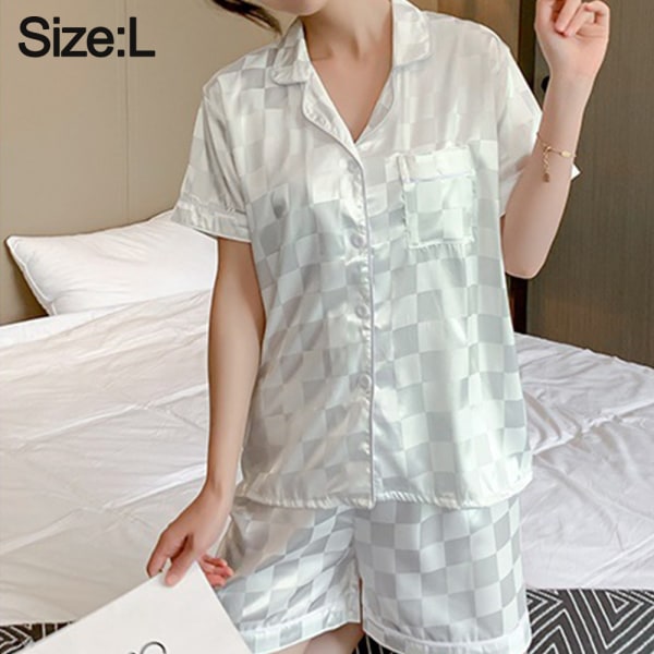 Ice Silk Pyjamas Kvinnors vår/sommar kortärmade shorts Set