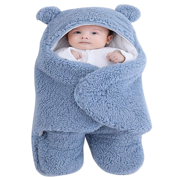 Baby filt Nyfödd sovsäck Wrap vinter varm fleece filt med ben Stickad vagn Wrap toddler