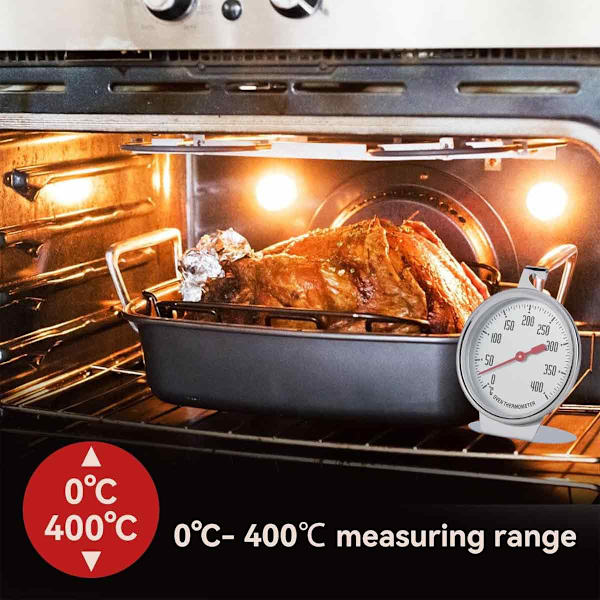 Ugnstermometer Temperaturindikator Direktläsningstermometer Rostfritt stål Sond Stativ Uppringning Stor mätare Köksbakningstillbehör