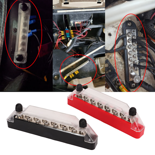 2 st 14-polig Strömfördelningsblock Bussremsa Set 2xM6 Post 12xM4 Skruv Batteripolbox med Lock