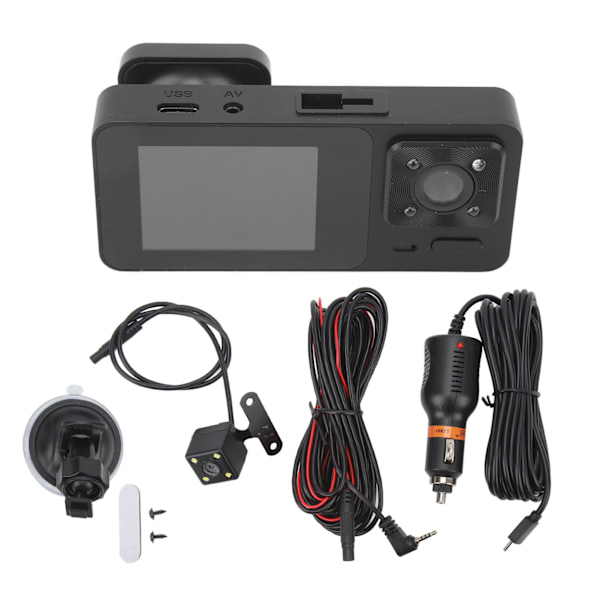 3-kanals bilkamera Fram Bak Inuti 1080P Rörelsedetektering 170° Vidvinkel Loop-inspelning G-sensor Parkeringssensor DVR