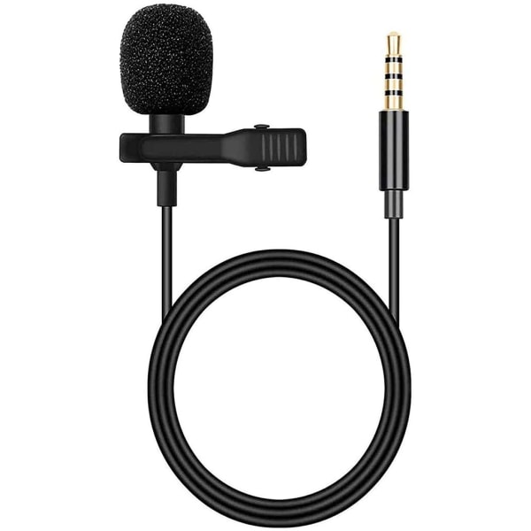 Lavalier mikrofon, lavalier mikrofon för mobiltelefon och PC, myggmikrofon med 1,5 m förlängningskabel, perfekt för K-låtar, intervjuer, vloggar,