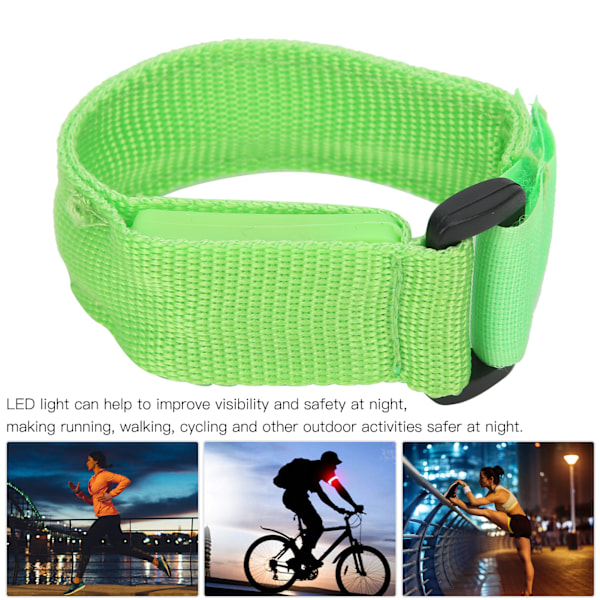 Justerbart LED-armband för löpning utomhus, blinkande armband, cykelbelysning, armband, grönt