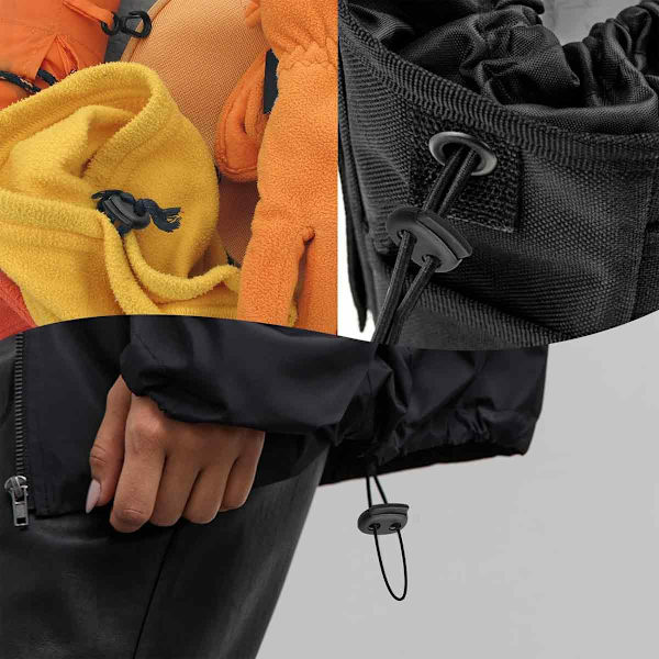 12 st fjäderlås för dragsko, dubbla hål dragsko snörlås, dubbla hål fjäderbelastade plast runda snörändar, för dragsko