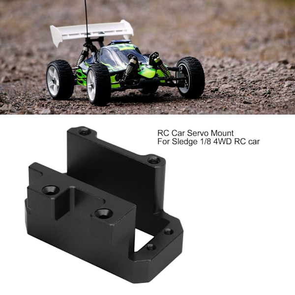 RC Servo-fäste i aluminiumlegering, styrservo-fäste för Sledge 1/8 4WD fjärrstyrd bil, svart