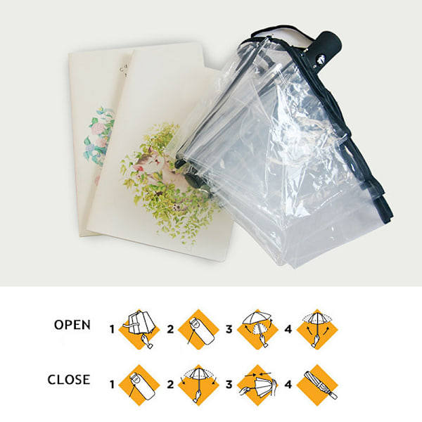Paraply Transparent Paraply Automatisk Transparent Tri Fold Paraply