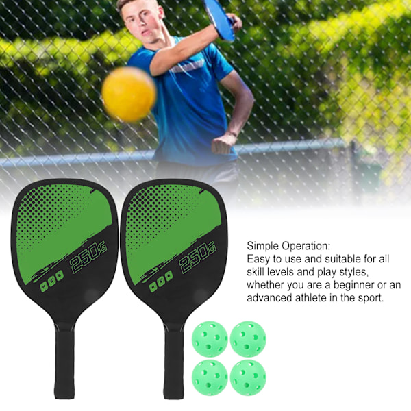 Pickleball Set Bärbar Pickleball 2 Paddlar och 4 Bollar Set med Förvaringsväska för Utomhussporter