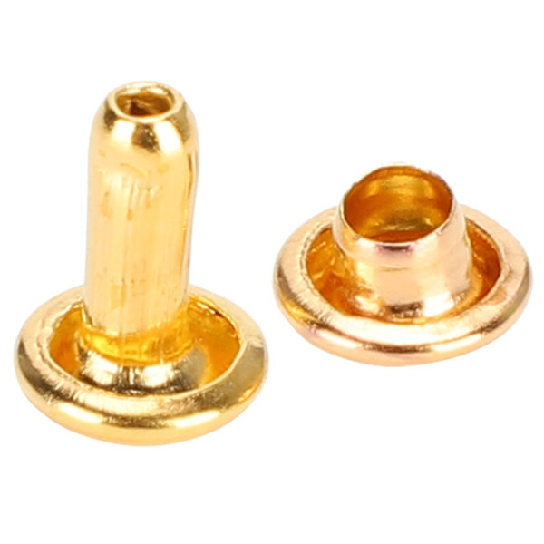 200 st dubbelrunda nitar fästelement läder skor väska kläder tillbehör imitation guld 6 x 8mm dubbelrunda nitar