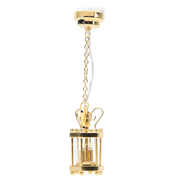 1:12 Dockhus Hängande Lampa Retro Utsökt Simulering Miniatyr Glasskärm Hängande Lampa för Dockhus Tillbehör