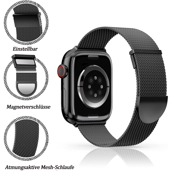 Ersättningsrem kompatibel med Apple Watch -rem 45 mm 44 mm 42 mm för kvinnor/män, dubbla magnetiska justerbara armband för iWatch Series 8 7 6 SE 5