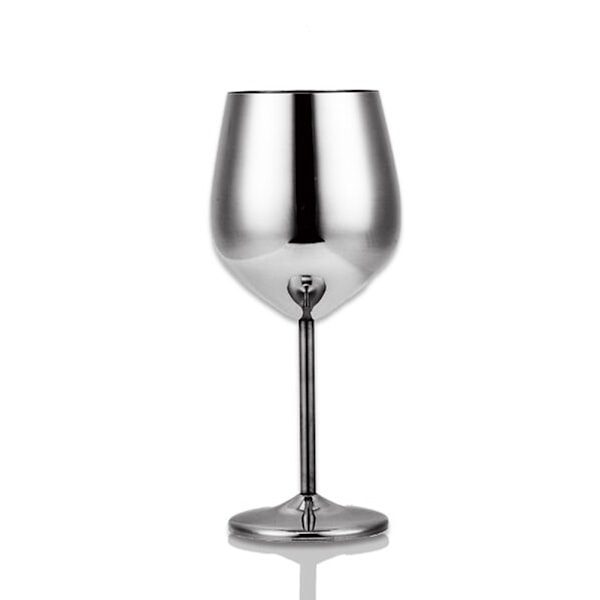 Okrossbart Vinglas i Metall, Splittringsfritt och Brottsäkert, Elegant Modern Design, Högkvalitativt Rostfritt Stål Polerad Blank Yta, BPA-fritt Livsmedel