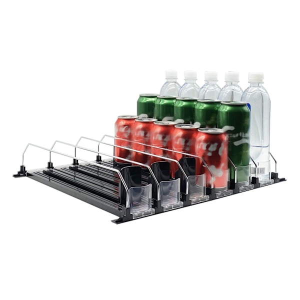Automatisk dryckesdrivare Glid Bredd Justerbar Enkel Manövrering Arbetsbesparande Svart Självtryckande Burksamlare för Kylskåp 31cm / 12.2in