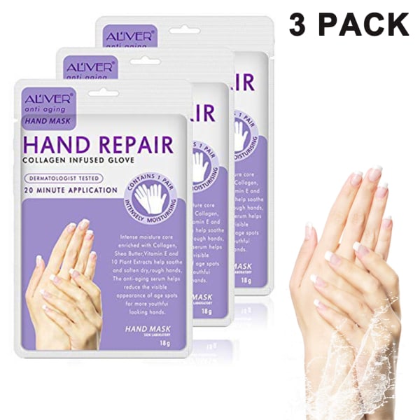 Hand Peel Mask Pack om 5, Fuktgivande handskar, Exfolierande Hand Peeling Mask, Hand Mask, Fuktförbättrande handskar för torra händer,