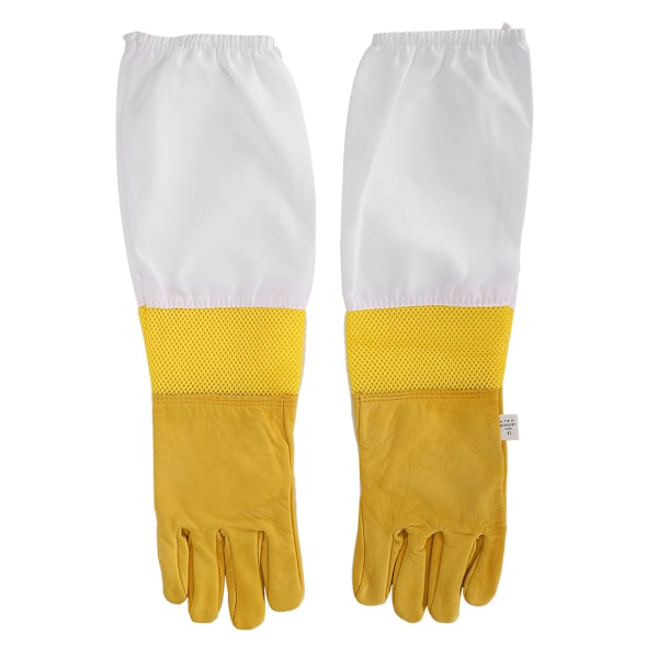 2PCS Fårskinn Gul Mot Anti Bi Sting Hål Andas Handskydd Biodlare Handskar Biodling Verktyg Utrustning