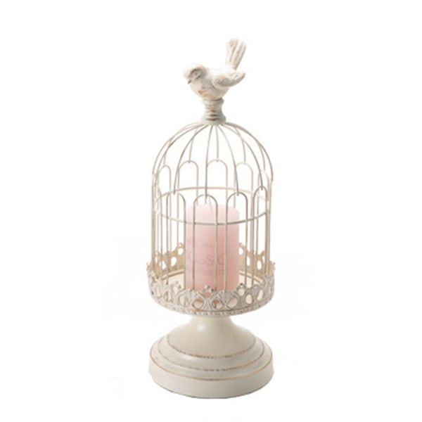 Dekorativ Birdcage Ljusstake, Vit 31,5 cm Vintage ljus