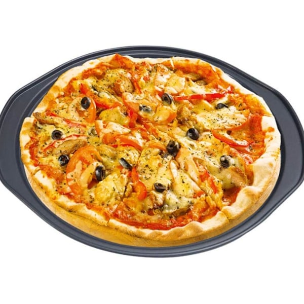 Överlägsen stålkonstruktion, pizzabakplåt med luftcirkulation för krispig botten, perforerad non-stick-bricka med hål, 14 tum rund för ugnsbakning