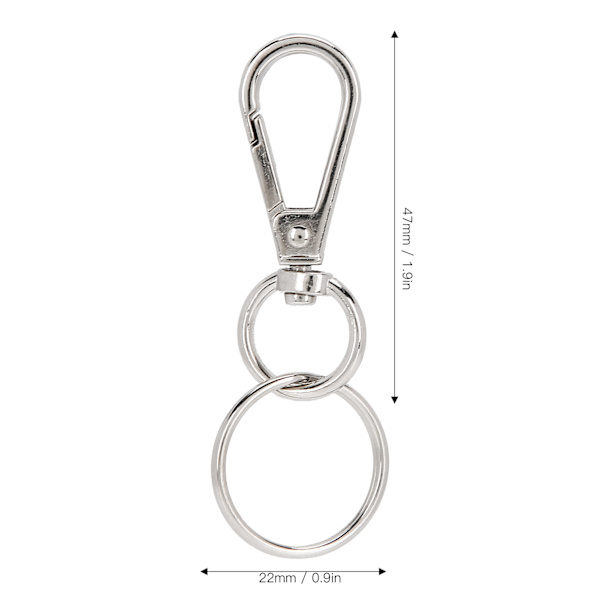 20 st nyckelkedjeklämma krok svängbar snodd snäpp nyckelring nyckelring hårdvara DIY tillbehör 47 mm längd klämma med 22 mm innerdiameter nyckelring