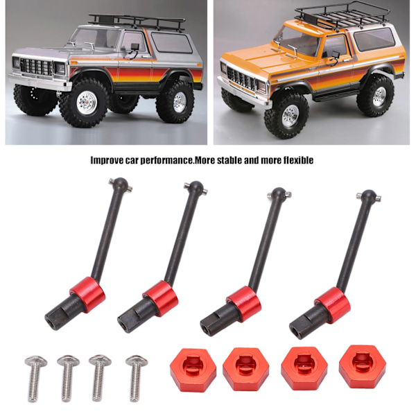 Metalldrivaxelmontering Hex-hjulnav Kombiner CVD för Traxxas LaTrax Teton 1/18 RC-bil Röd