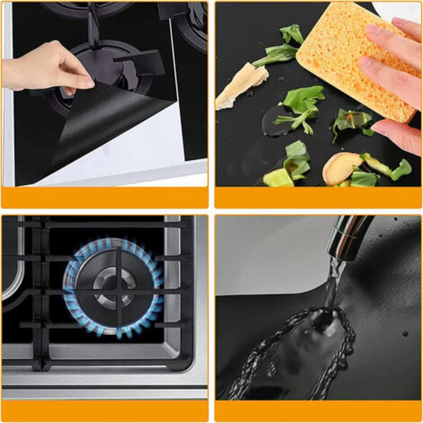 Teflon gasspiskök Teflon-skydd, förnybar gasspisköksmatta, non-stick skärmskydd, snabb rengöring