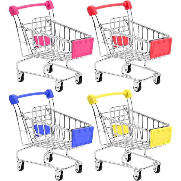 Mini Supermarket Handcart, 4 st Mini Shopping Cart Supermarket Handcart Shopping Utility Cart Mode Förvaringsleksak