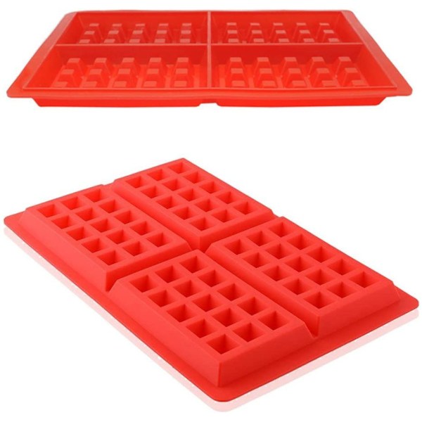 Culinary Genius, Silikon Våffelform: Non-stick, Värmebeständig, Flexibel, Ugn- & Mikrovågssäker, för Dina Bak- & Hantverksbehov, Röd, 1 st
