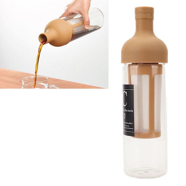 1000ml Kallbryggare Kaffeeflaska Stor Kapacitet Dubbelskikts Värmebeständig Ljusbrun Kallbryggare Kaffeebryggare med Filter