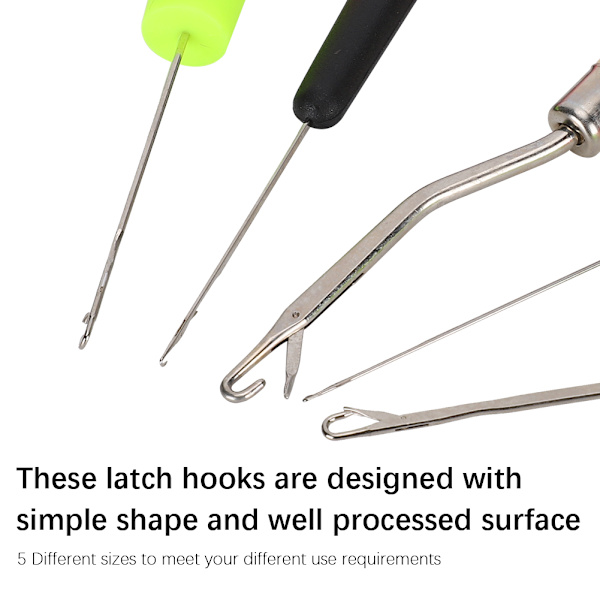 5 st/set spärrhake verktyg böjd tunga virknål kit DIY tillbehör för stickning