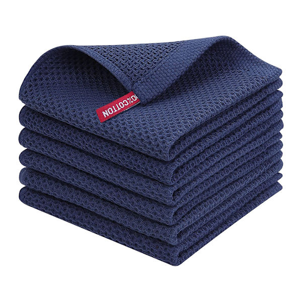 Tekhanddukar 100 % bomull, set om 6, 34 x 34 cm, mjuka tekhanddukar, kökshanddukar, absorberande kökshanddukar, tjocka premium tekhanddukar, disktrasor,