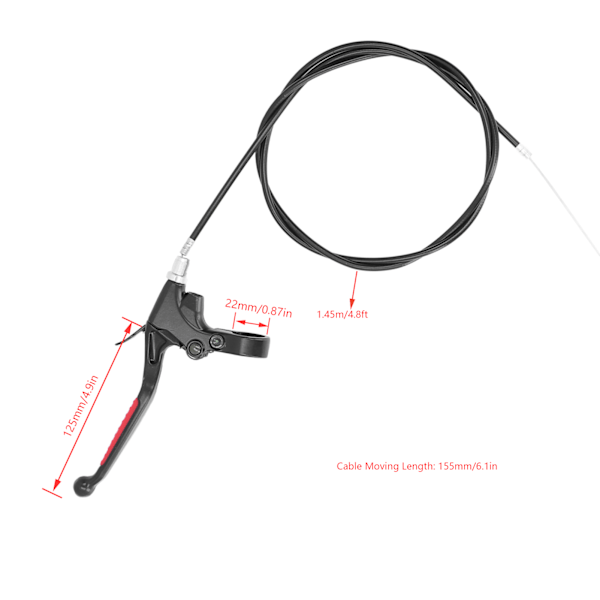 22mm Handbromsspak med 1,45m Kabel Vänster för 2-takts 47CC 49CC Mini Quad ATV