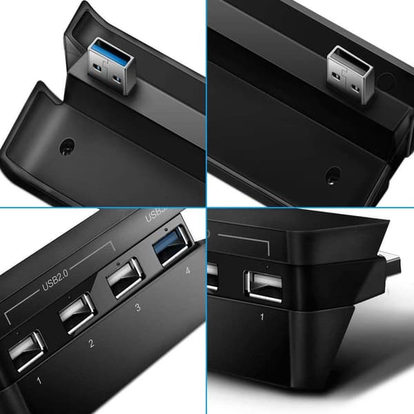 Elegant Ps4 Slim Hub, 4 Led-indikatorer for datastatus, 1 x Usb3.0 og 3 x Usb2.0-udgange, Super Usb 3.0-interface til harddiskforbindelse, nem