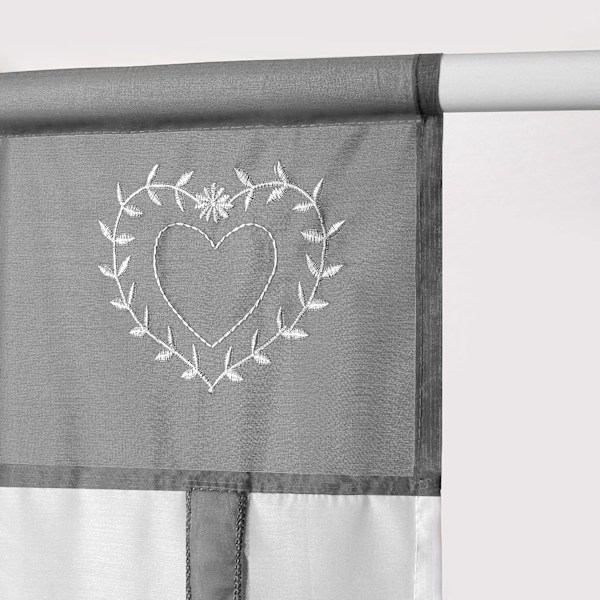 1 st broderad båtklämma genomskinlig rullgardin brisgardiner tyllfönsteröverdrag för sovrum, kontor, badrum, kök, grå, bredd 45 cm x höjd