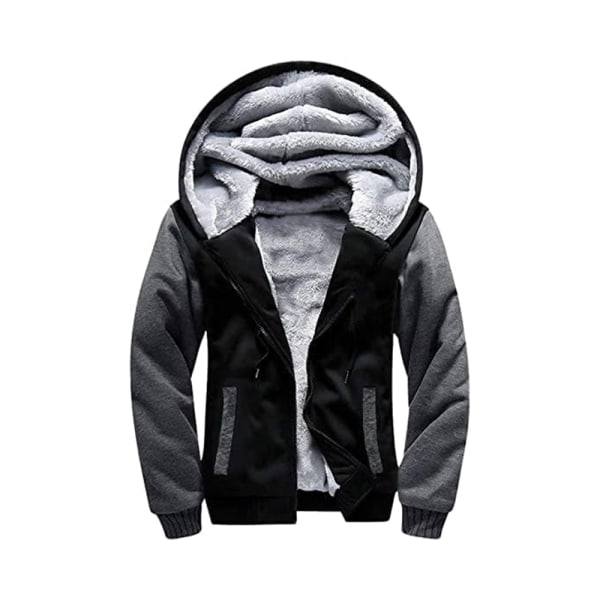 Herrar Hoodie, Herrar Dragkedja Sweatshirt, Herrar Huvtröja Fleecejacka, Utomhus Vinter Huvtröja, Fodrad Varm Huvjacka för Herrar (XXL)