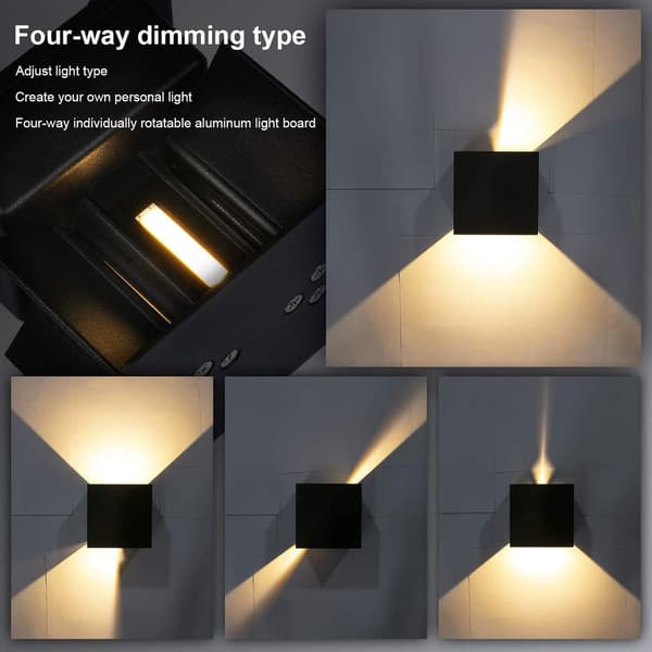 2 kpl LED sisä- ja ulkoseinävalaisin moderni ulkoseinävalaisin musta