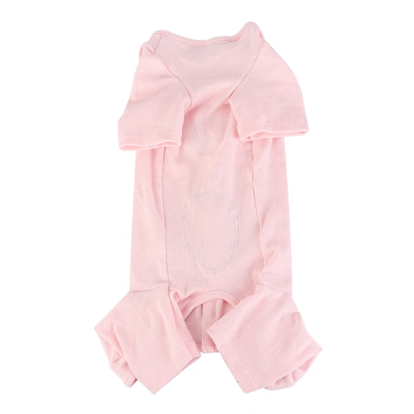 Mjuk andningsbar jumpsuit för husdjur, valp, fritidskläder med knapp (rosa L)