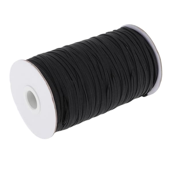 Flätad elastisk snodd för pyssel, klor- och saltvattenresistent elastisk spole, slitstark svart elastisk rem, platt flätad elastisk band för