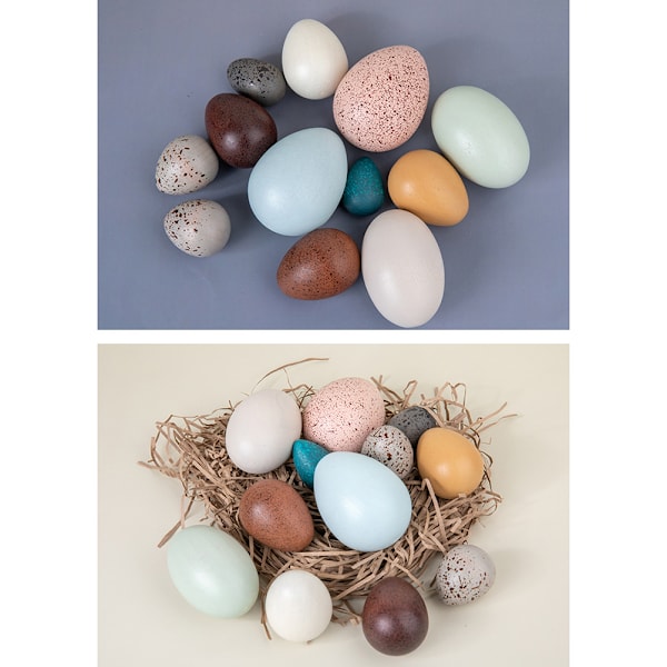 12 st bärbara träimitation ägg DIY påskägg för hem- och festdekoration konstgjorda fågelägg