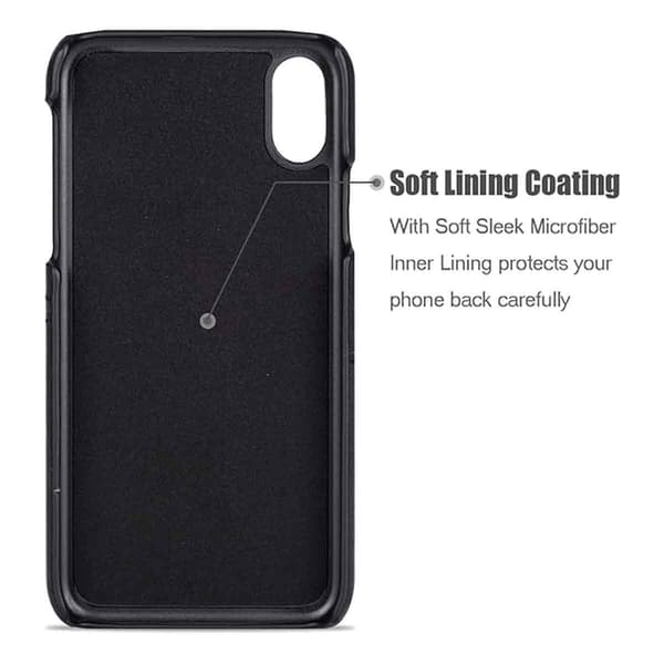 Retro Læder Kortholder Etui med Ægte Lædertekstur til iPhone 15