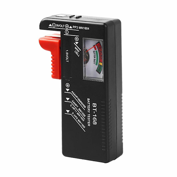 Batteritest, universell liten batteritest för AAA AA C D 9V 1,5V, knappcellsbatteritest - liten voltmätare för alla batterier