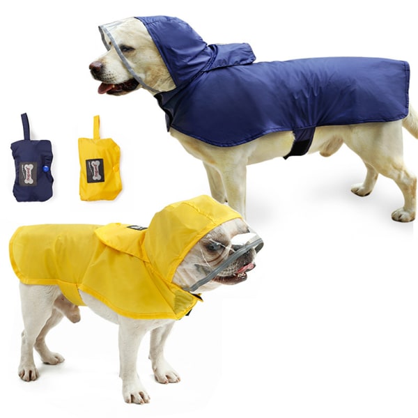 Vattentät ljusreflekterande regnjacka för hund med huva för husdjur