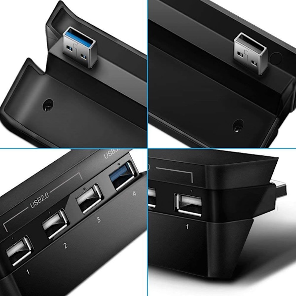 PS4 Slim Gaming Console HUB, 4 USB-port hubb för PS4 Slim, USB 3.1 höghastighets USB 2.0 Super Transfer Speed laddningskontroll Splitter Expansion