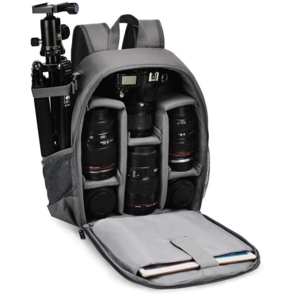 Kameraryggsäck Professionell Dslr-väska för kamera (grå)