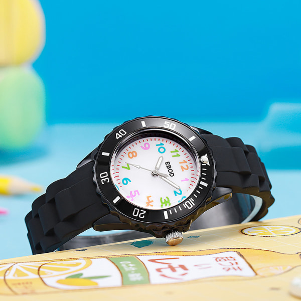 Barnarmbandsur för pojkar och flickor - söt watch med moderiktigt nylon och inlärningsurtavla - analog watch för inlärning
