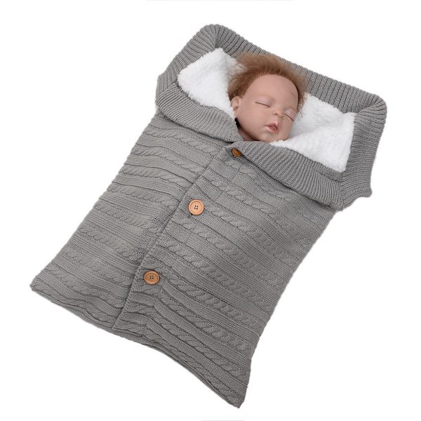 Charmig Baby Filt, Stickad Mjuk Varm Fleece för Mysighet Året Runt (Ljusgrå)